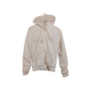 Y2K Aeropostale Faux Fur Women's Cream Hoodie Rhinestone Bling Babygirl Medium